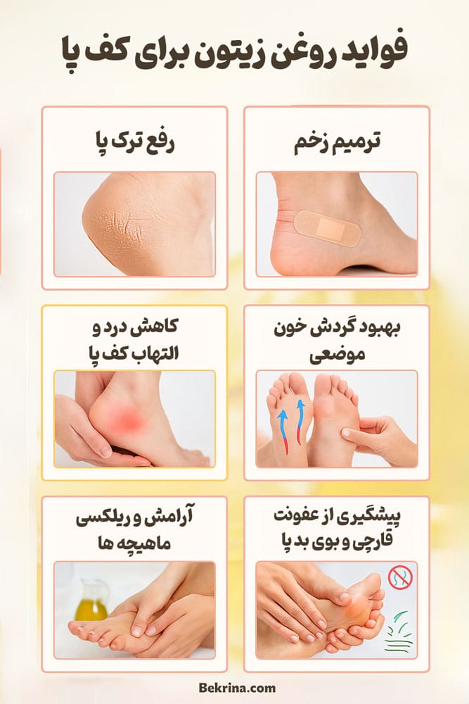 فواید روغن زیتون برای کف پا 
