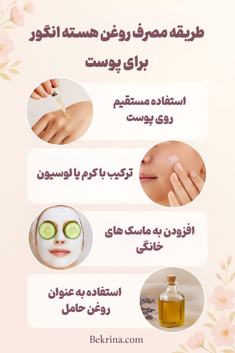 طریقه مصرف روغن هسته انگور برای پوست